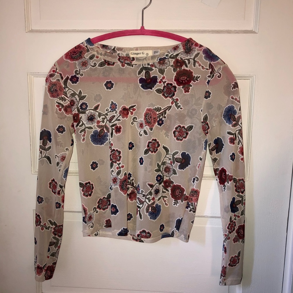 sheer floral lace top